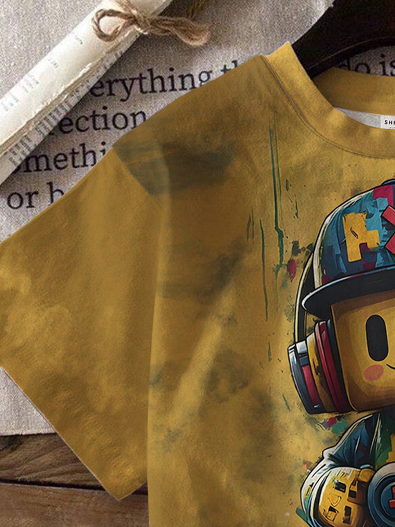 Graphicgems Young Boys' Casual Creative Cartoon Game Console Pixel Man Print Short Sleeve Basic T-Shirt, Sibling Outfits Matching Outfits (2 Pieces Sold Separately) Boy T Shirt Youth Boys Shirt Young Boys T Shirts Young Teen Boys Teen Boy Clothes T Shirt